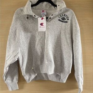 Champion Gray Cropped Pullover with Logo